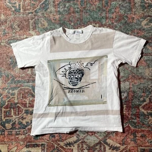 COMME des GARCONS SHIRT x JEAN-MICHEL BASQUIAT Size M White Tan T-shirt - Picture 1 of 7