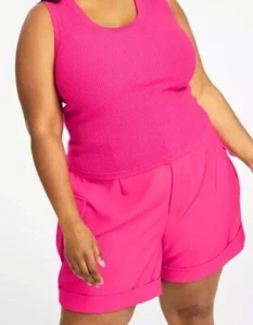 Nina Parker Hot Pink Cargo Pocket Wide Leg Shorts with Cuffs Size 3X NWT - Picture 1 of 6