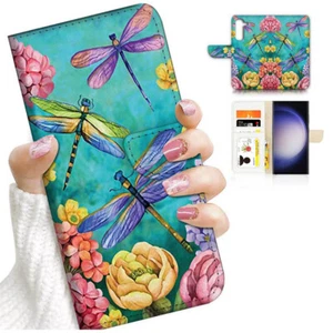 ( For Samsung A55 ) Wallet Flip Case Cover AJ24369 Dragonfly Flower - Picture 1 of 7