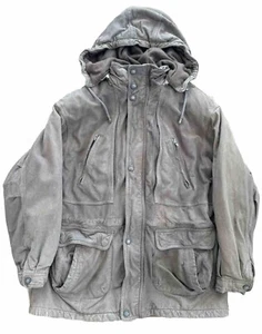 Vtg Wilson's Adventure Bound Hooded Long Duster Brown Leather Jacket Mens Large - Picture 1 of 7