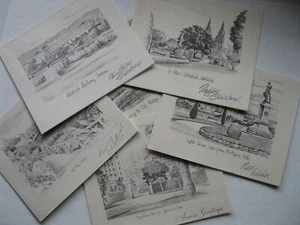 VINTAGE HAND DRAWN CHRISTMAS CARDS-UNUSED- 6 x SCENES OF ADELAIDE - Picture 1 of 12