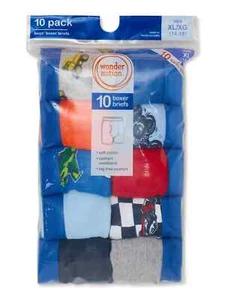 Wonder Nation 10 Pack Boys' Boxer Briefs Size L 10-12 New - Picture 1 of 4