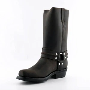 Grinders Renegade Alto Marrón Vaquero Western Bikers Botas Altas Unisex Cuero Real - Imagen 1 de 7