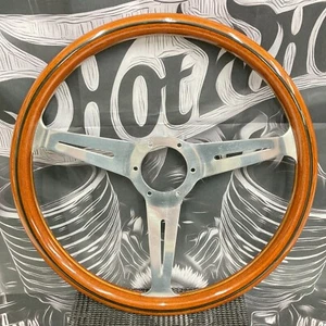 NARDI Wood Steering Wheel 365 mm 36.5 cm Aluminum 3 Spokes Classic Vintage 35010 - Picture 1 of 24