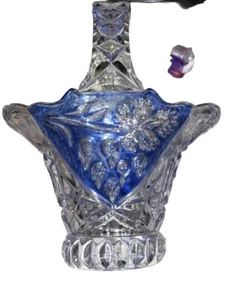 Anna Hutte Bleikristall 24% Lead Crystal Basket Brilliant Blue Flash Germany EUC - Picture 1 of 16