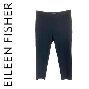 Pantalones al tobillo ajustados Eileen Fisher talla M sarga negra mezcla viscosa EETK - Imagen 1 de 6