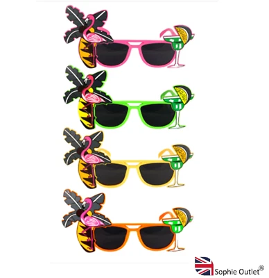 HENBRANDT LTD Flamingo Sunglasses Hawaiian Neon Tropical Beach BBQ Fancy Dress Party Favour UK