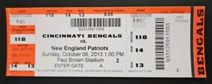 Cincinnati Bengals New England Patriots Football Ticket 10/6 2013 Brady Streak - Picture 1 of 2