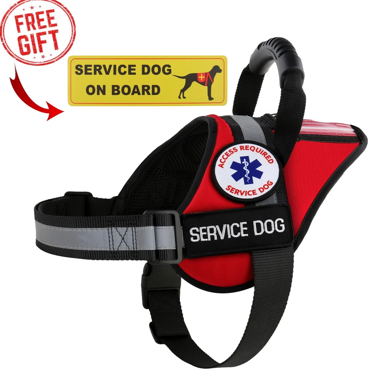 Fairwin Reflektierende Hunde-Patches – Abnehmbar, Für Service-Weste & Geschirr | Größe L (15,2x5,1 Cm), „EMOTIONAL SUPPORT“