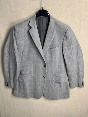 @ DUNHILL Gray Tan Plaid Tweed Wool Cashmere Sport Coat 46R Two Metal Buttons - Image 1 of 4