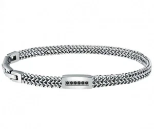 Bracciale Uomo Morellato Maglia In Acciaio Con Zirconi Naturali Neri SATX09 - Picture 1 of 2