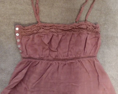 Camiseta sin mangas de sombra de ojos talla pequeña rosa ajustable correa de espagueti rayón boho Foto 1 de 4