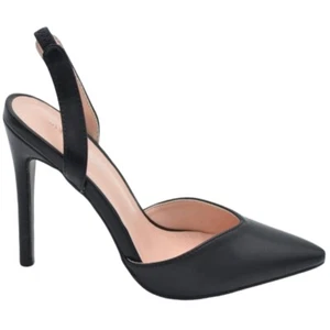 Decollete scarpa donna slingback a punta in pelle opaca nera tacco sottile 12 cm - Foto 1 di 9