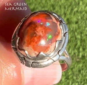Mexikanischer Feuergelee Opal Old Pawn Silber Ring *Video* - Bild 1 von 11