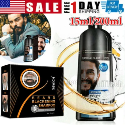 Champú para color de cabello barba para hombres tinte instantáneo 5 minutos negro bigote barba oscurecimiento EE. UU. Foto 1 de 4