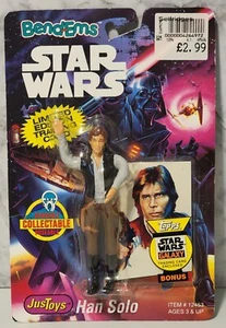 Tarjeta coleccionable Star Wars BendEms 1993 Han Solo edición limitada Topps sin usar, en caja JusToys - Imagen 1 de 2