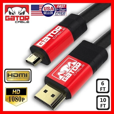 Micro HDMI to HDMI Cable Adapter Converter 4K GoPro HERO 7 6 5 4 3 Camera 60Hz - Image 1 of 4