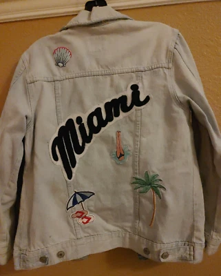Rails Miami Patch Denim Jean Jacket Knox Women's Size S Light Blue Distressed - Image 1 of 4