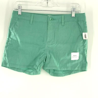 Old Navy Shorts Adjustable Waist Everyday Linen Rayon Green Shorty Girl 16 - Image 1 of 4