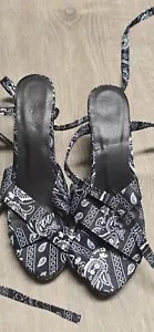Tacones de plataforma con estampado de bandana azul blanco para mujer talla 9,5 UE talla 41 - Imagen 1 de 14
