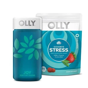 OLLY Goodbye Stress Pouch Plus Joy Jar 60 Count - Picture 1 of 11