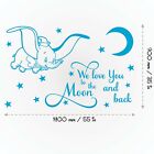 We Love You To The Moon And Back Dumbo Wall Sticker Nursery Decal Quote Bedroom