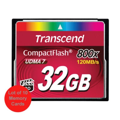 10 Pack Transcend Compact Flash 32GB 800x UDMA Memory Card for Nikon Canon  - Image 1 of 3