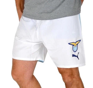 Puma Lazio Rome Football Pants Short Mens Kids Bermuda Track Pants White/Blue - Picture 1 of 6