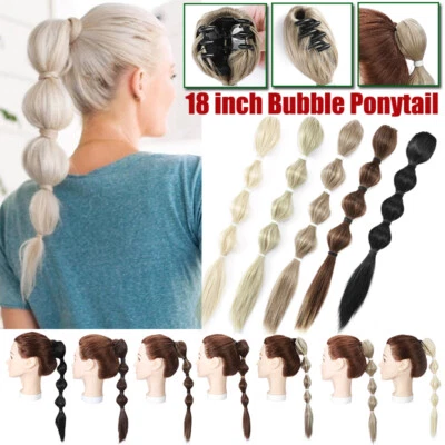 Real Bubble Ponytail Hair Extensions Braids Clip In Claw Thick Pony Tails Blonde - Image 1 of 4