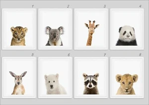 Arte de pared para bebé animal safari estampados de animales decoración de vivero A4 - Imagen 1 de 4