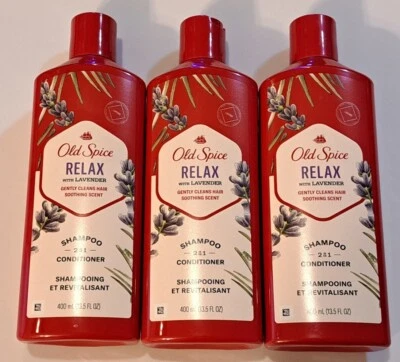 NEW Old Spice Relax w/ Lavender 2-in-1 Shampoo Conditioner 13.5/oz (Pack of 3) - Image 1 of 3
