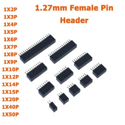 1.27mm Pitch Female Sockets Pin Header Connectors 1X2/3/4/5/6/7/8/9/10/12/15-40P - Image 1 of 3