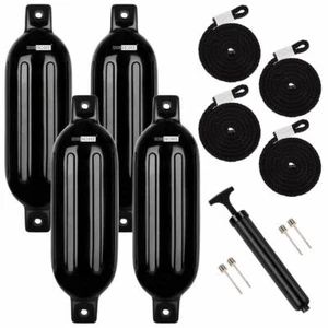4pcs Ribbed Marine 6.5" X 24" Boat Fender Vinyl Bumper Dock Shield Protection - Picture 1 of 9