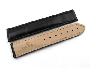 Correa Omega Speedmaster Real Cocodrilo Negro 20/18mm Hecho a Mano Desplegable - Picture 1 of 4