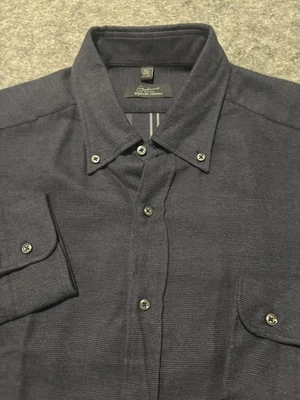 Camisa Bergdorf Goodman Para Hombre Grande Azul Marino Con Botones Manga Larga Hecha en Italia Foto 1 de 4