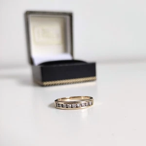 9ct Gold Diamond Channel Set Vintage Eternity Ring - Size J - Picture 1 of 13