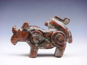 Old Nephrite Jade Stone Carved Sculpture Ancient Rhinoceros w/ Phoenix #08032202 - Picture 1 of 6