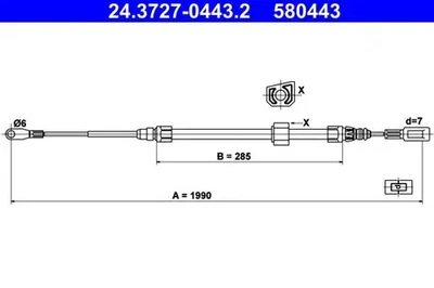 Cable del freno de mano 24.3727-0443.2 ATE para MERCEDES-BENZ VW - Imagen 1 de 4