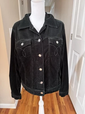Chaqueta de pana negra vintage para mujer Calvin Klein talla mediana usada en excelente estado Foto 1 de 4