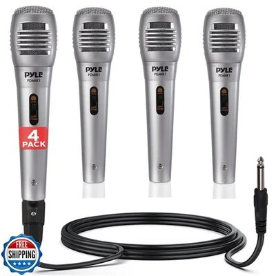 Pyle Professional Dynamic Microphone - 4-Pack Unidirectional Handheld Mic wit - Image 1 of 4