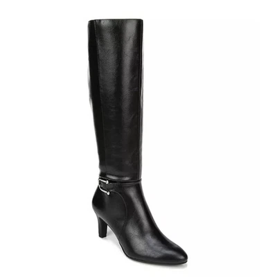 LifeStride Women's Galina WC Black Faux Leather Knee High Heel Boots 5M-Wide NEW - Image 1 of 4