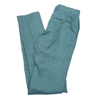 $268 Robert Graham Calce Moderno Verde Azulado Lino Traje Pantalones Para Hombre Talla 34R Foto 1 de 4