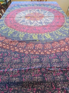 ""ELEFANTEN AKZENT - BAUMWOLL GOBELIN - TAGESDECKE"" - BATIK DESIGN - INDIEN - NEU - Bild 1 von 3