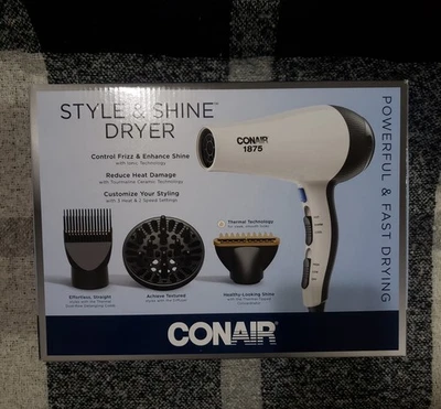 Secador de pelo Conair 1875 vatios estilo y brillo; tecnología térmica con accesorios Foto 1 de 4