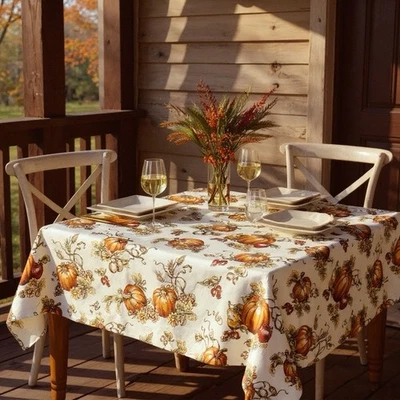 Lenox Pumpkin Meadow Thanksgiving Tablecloth 60x84" Fall Autumn Decor Rectangle - Image 1 of 4
