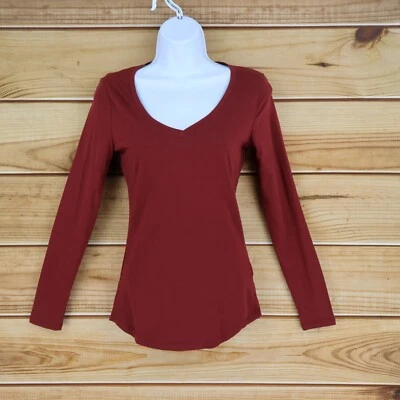 Camiseta Derek Heart Manga Larga Mujer Talla S Marrón Mezcla Algodón Cuello en V Foto 1 de 4