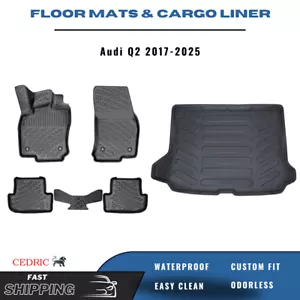 Juego completo de alfombrillas y revestimiento de carga para Audi Q2 2017-2025 moldeado en 3D TPE negro - Imagen 1 de 17