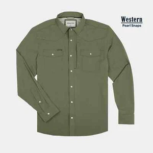*NUOVO CON ETICHETTE* Poncho Uomo Taglia XL Camicia Western Tasche Magnetiche Pesca Outdoor -Verde - Foto 1 di 8