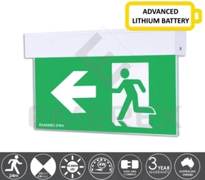 LITHIUM LED Blade Emergency Exit Sign Light Ceiling Wall Mount Slide Connect 24m - Picture 1 of 2
