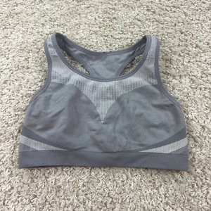Reebok large womens sports bra gray racer back stretchy wireless - Picture 1 of 6